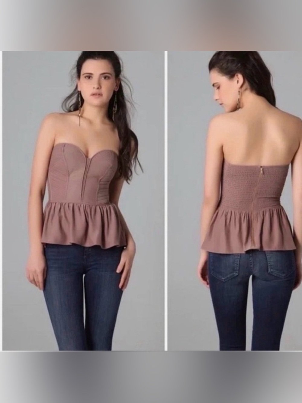 Parker Mauve Strapless Corset Peplum Top